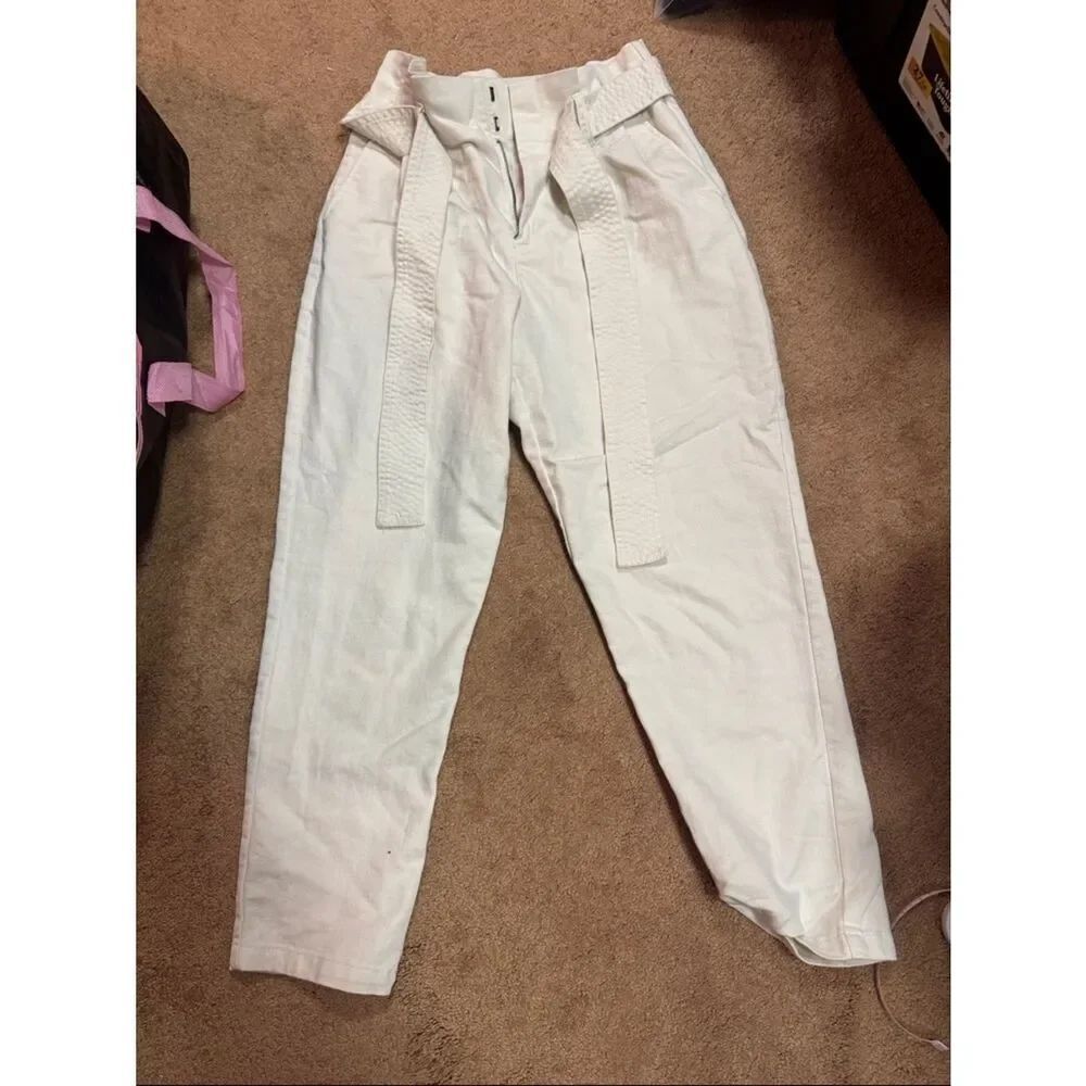 a new day Cream High-Rise Tapered Pants with Belt
